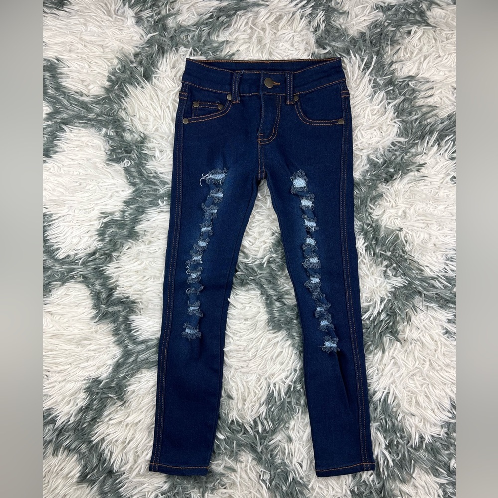 Pink Butterfly Kids Girls Distressed Skinny Jeans Size 4